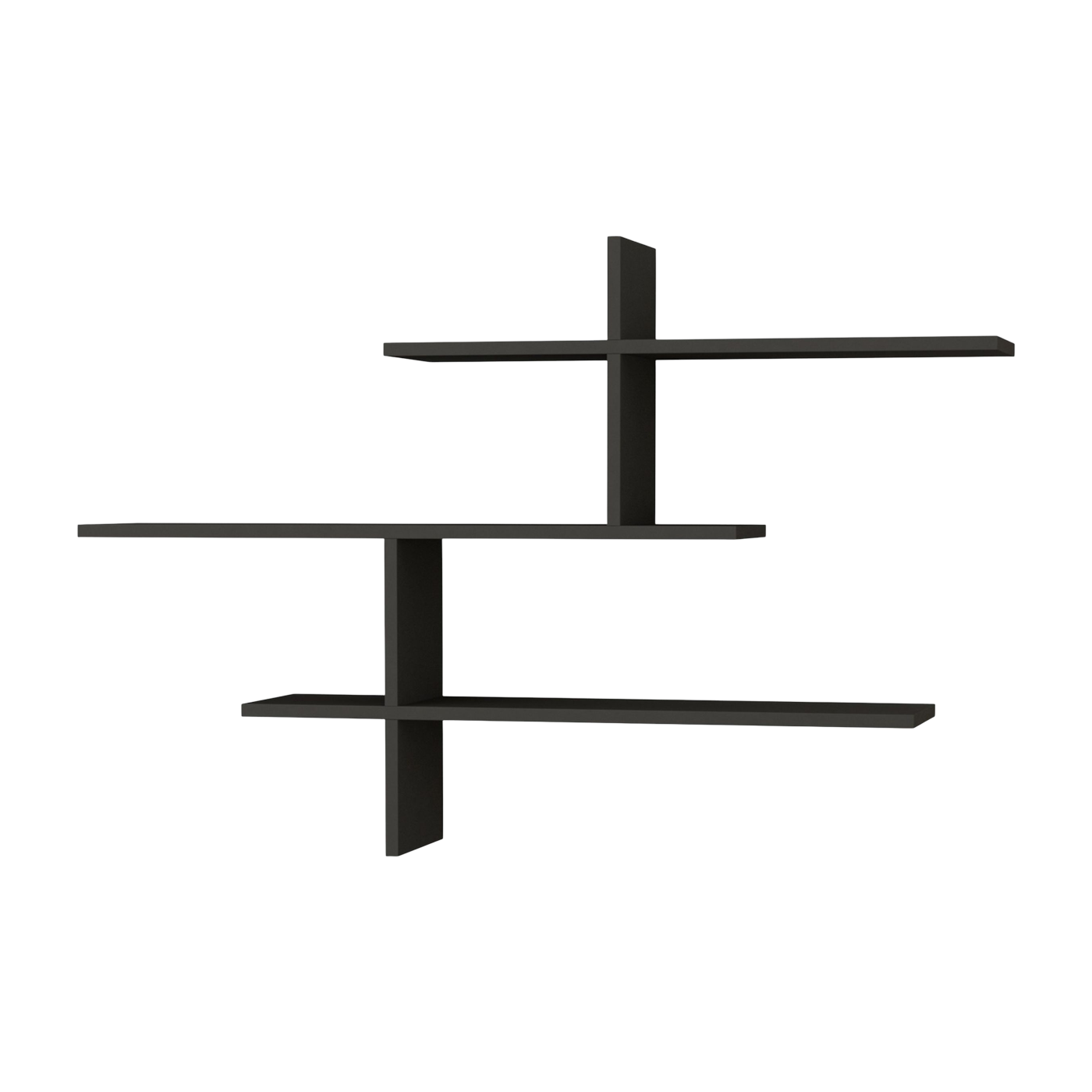 Leo anthracite wood shelf 22x70x65cm - Home Design