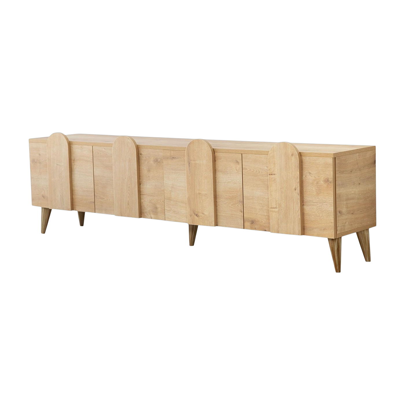 Mueble para TV de madera beige con patas 180x35x50cm New Line - Home Design