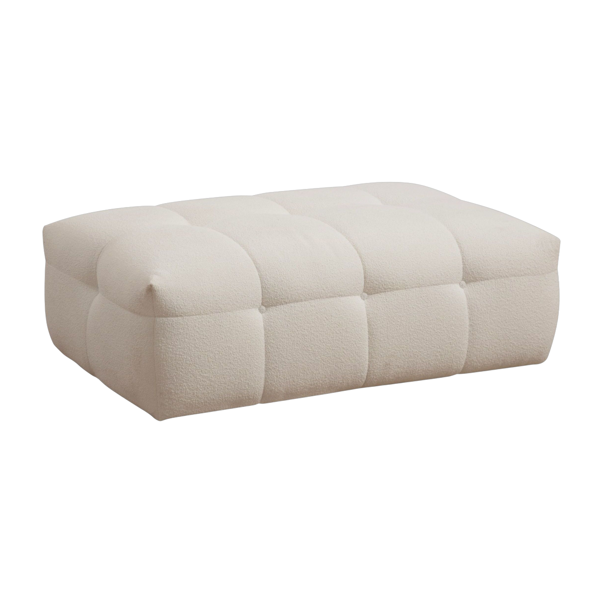 Pouf en tissu blanc crème 120x80x42cm Cady ottoman - Home Design