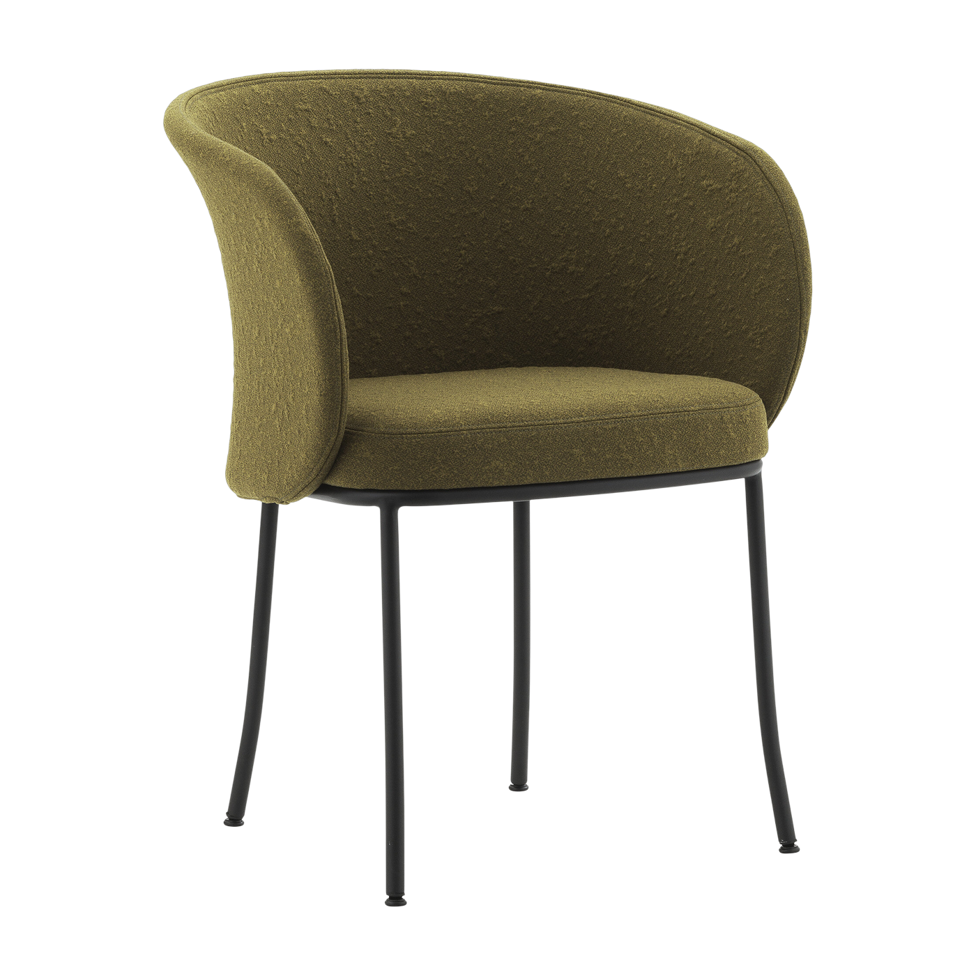 Sedia con braccioli in tessuto verde oliva e acciaio nero Knit - Normann Copenhagen