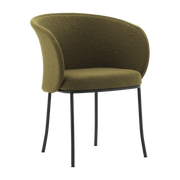Chaise avec accoudoirs en tissu vert olive et acier noir Knit - Normann Copenhagen