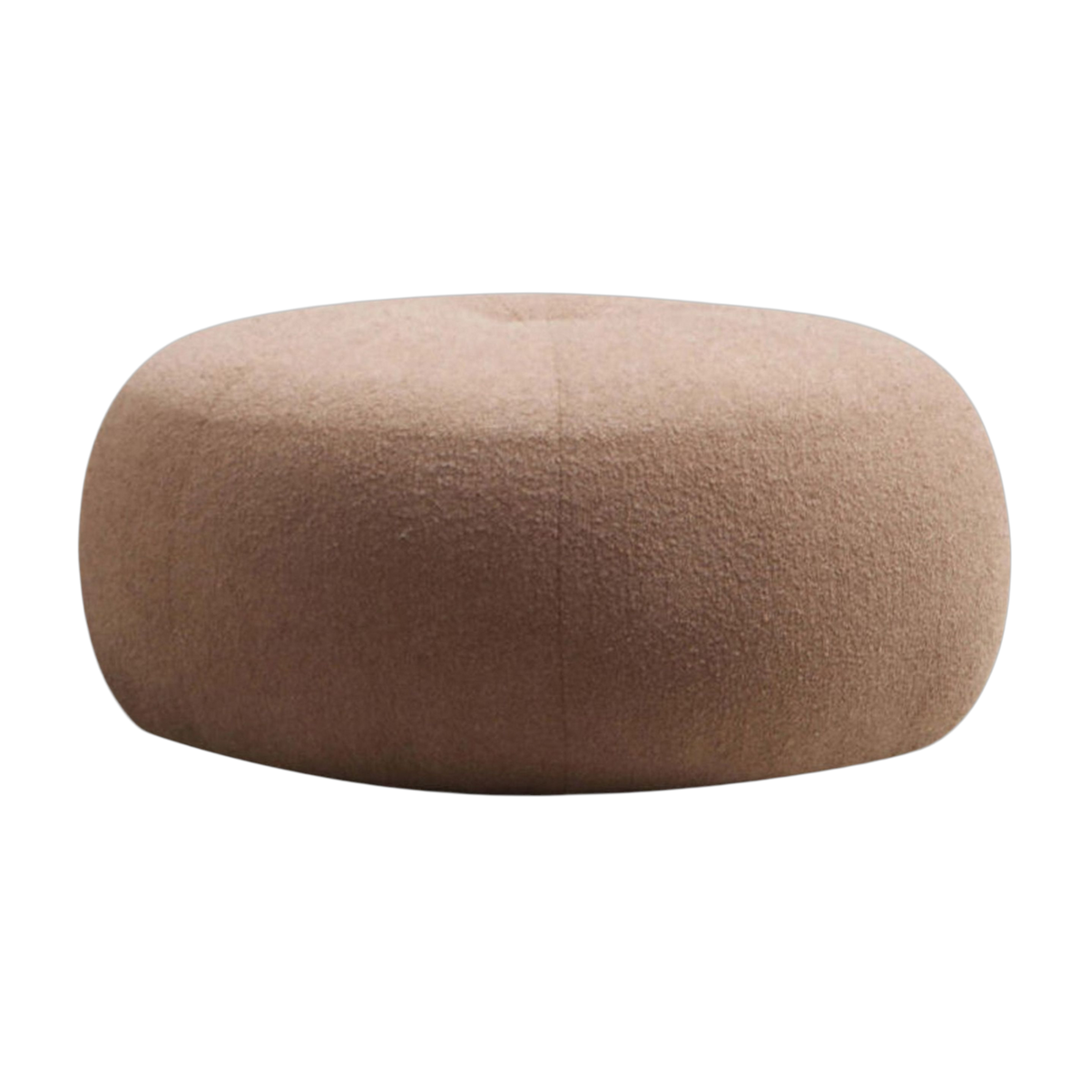 Pouf rond en tissu cappuccino 55x35cm Tina - Home Design