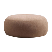 Pouf rond en tissu cappuccino 55x35cm Tina - Home Design