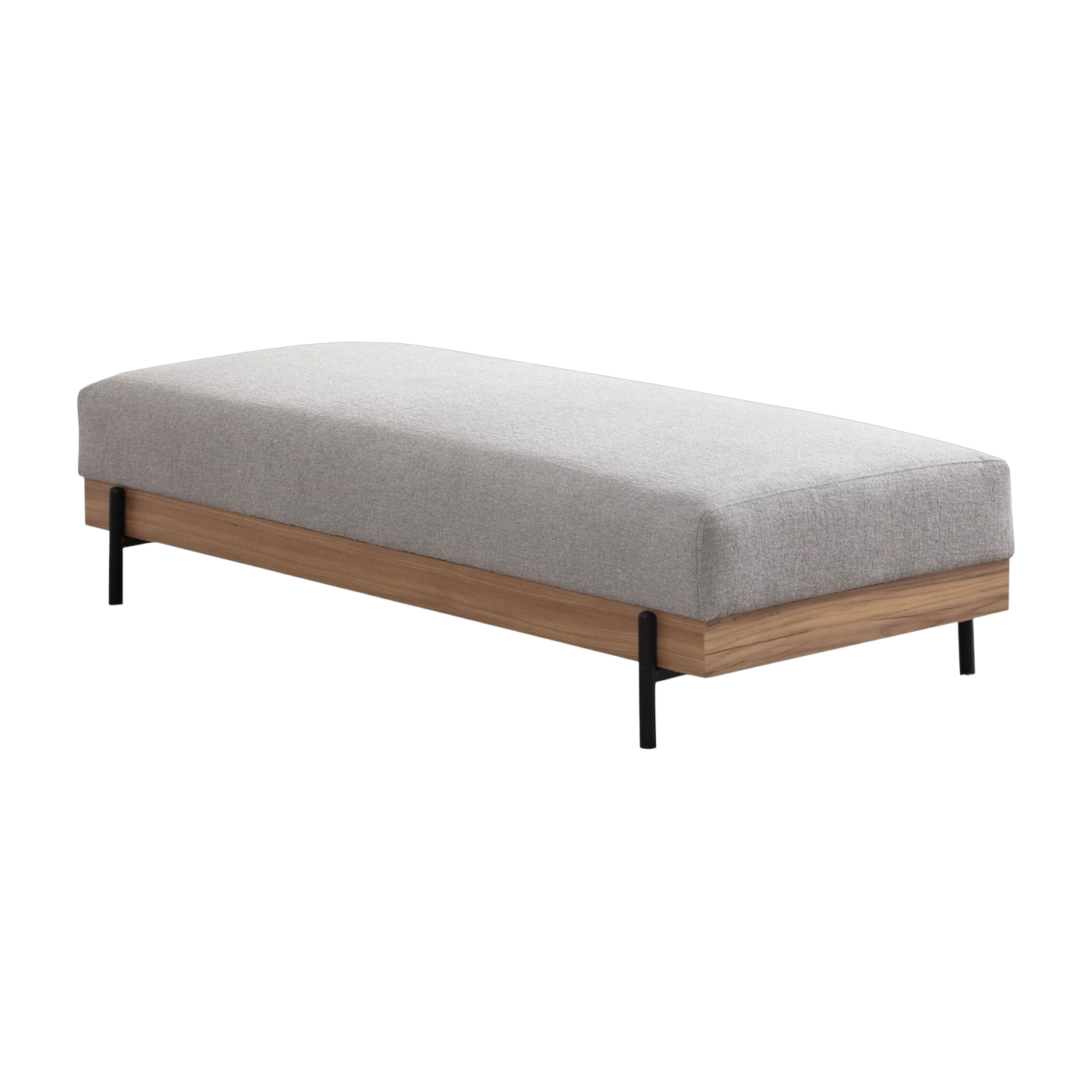 Wooden bench with gray fabric 158x68x38cm Eti - Home Design