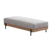 Holzbank mit grauem Stoffbezug 158 x 68 x 38 cm Eti – Home Design