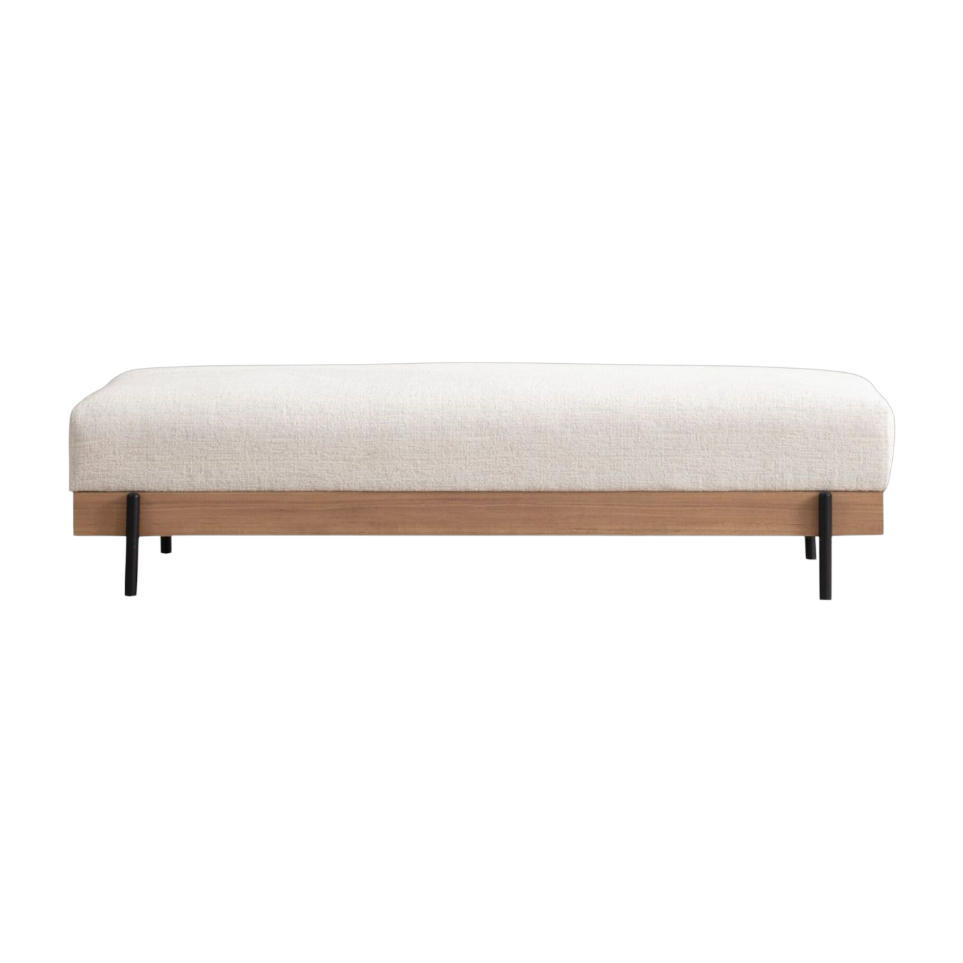 Wooden bench with white fabric 158x68x38cm Eti - Home Design