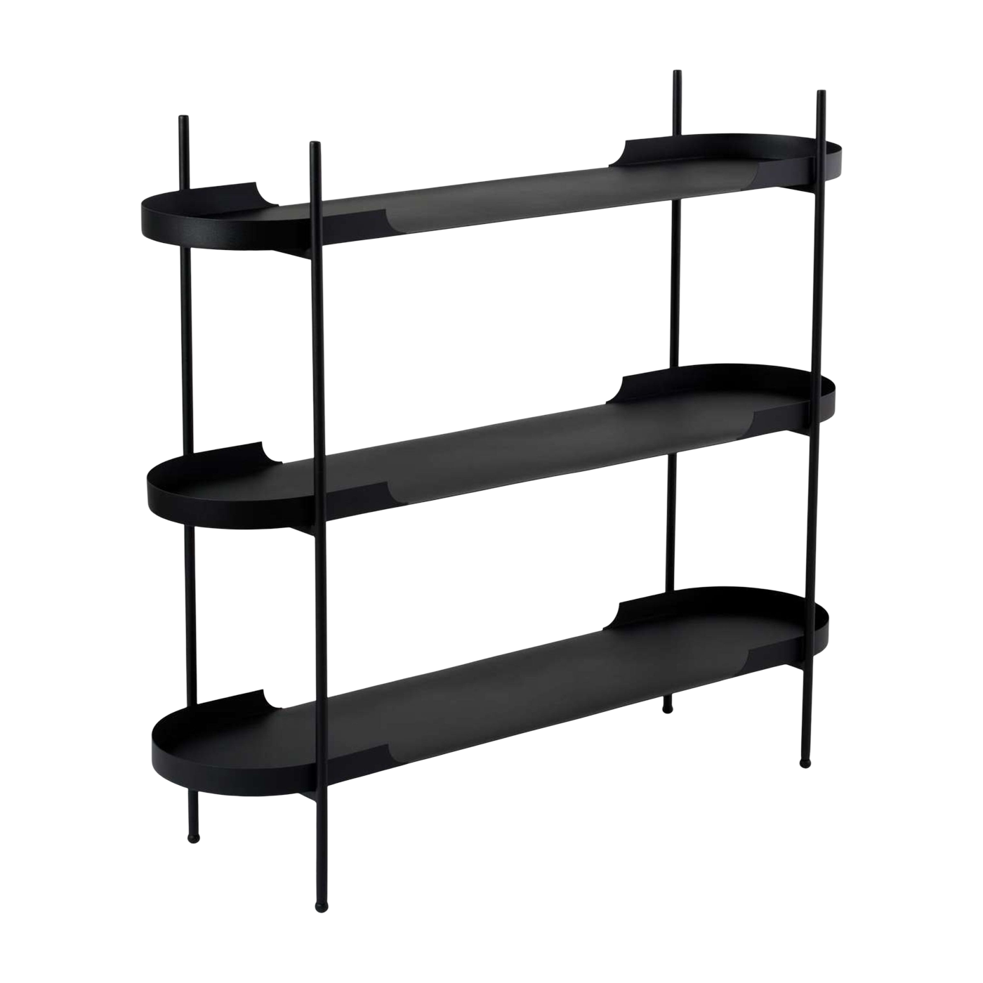 Abgerundetes Regal aus schwarzem Metall 120 x 34 x 104 cm – Home Design