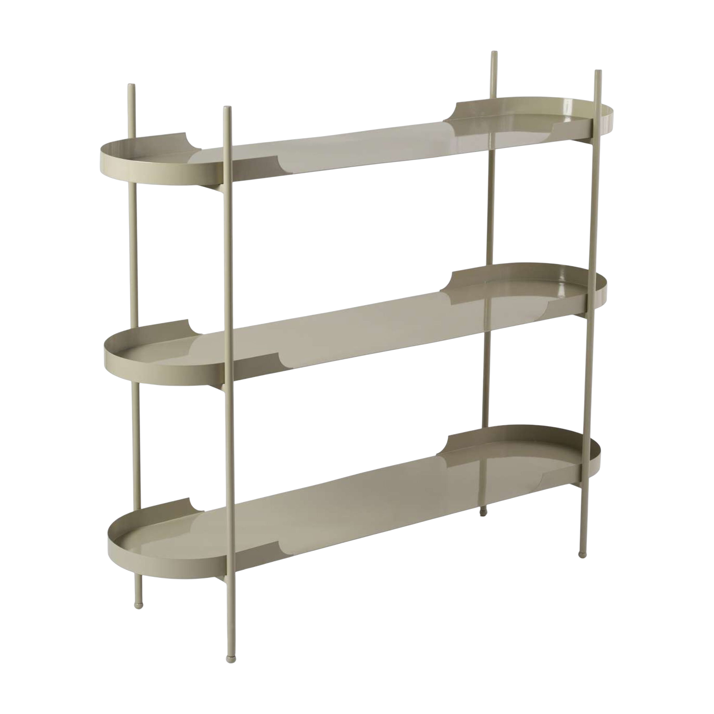 Abgerundetes Regal aus taupefarbenem Metall, 120 x 34 x 104 cm – Home Design