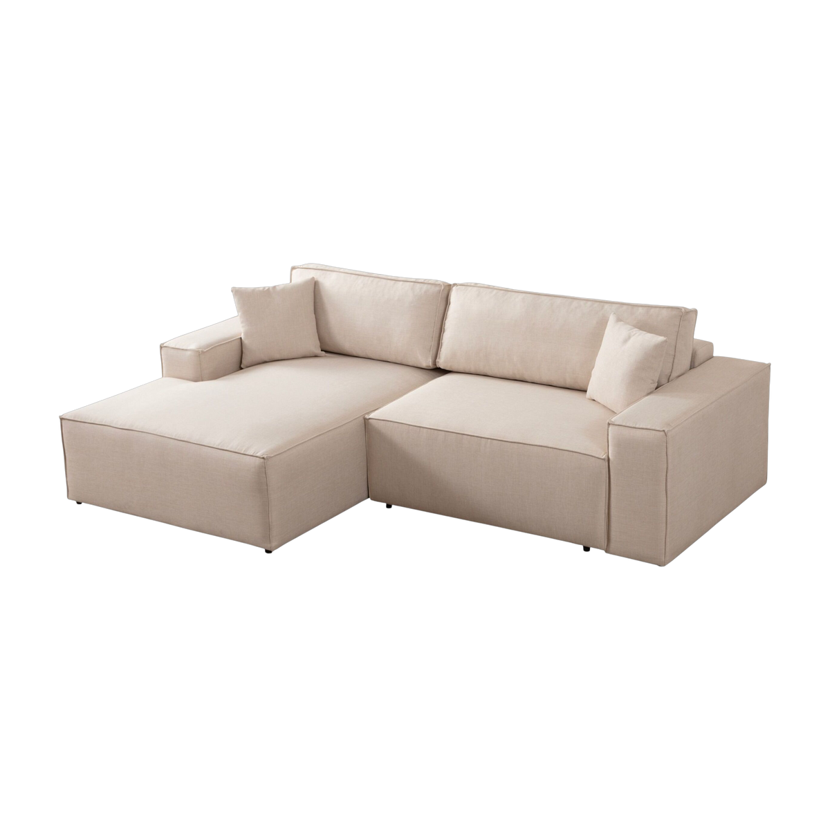 Sofa von angle, links, aus ecrufarbenem Stoff, 260 x 170 x 78 cm Pirlo – Home Design