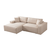 Left-hand angle t sofa in ecru fabric 260x170x78cm Pirlo - Home Design