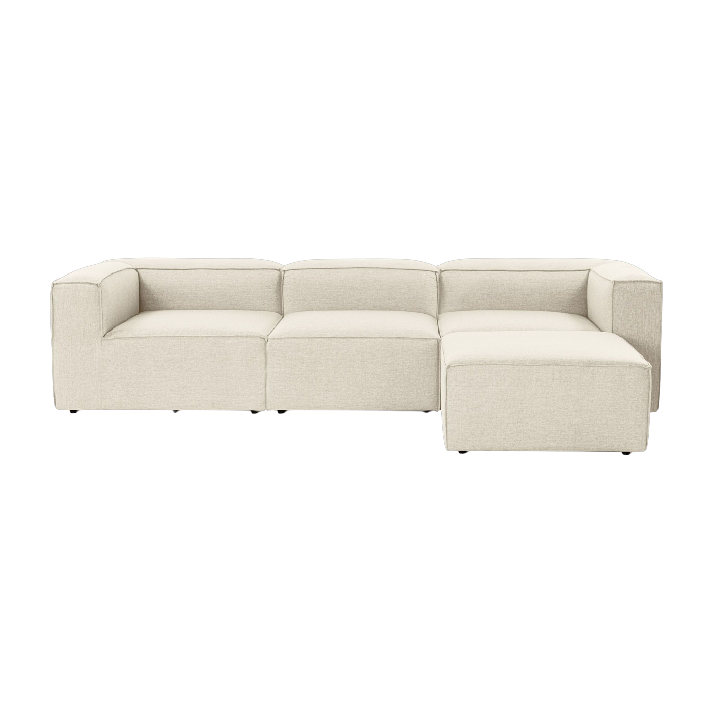 Sofa von angle aus ecrufarbenem Stoff 185 x 296 x 66 cm Fora - Home Design
