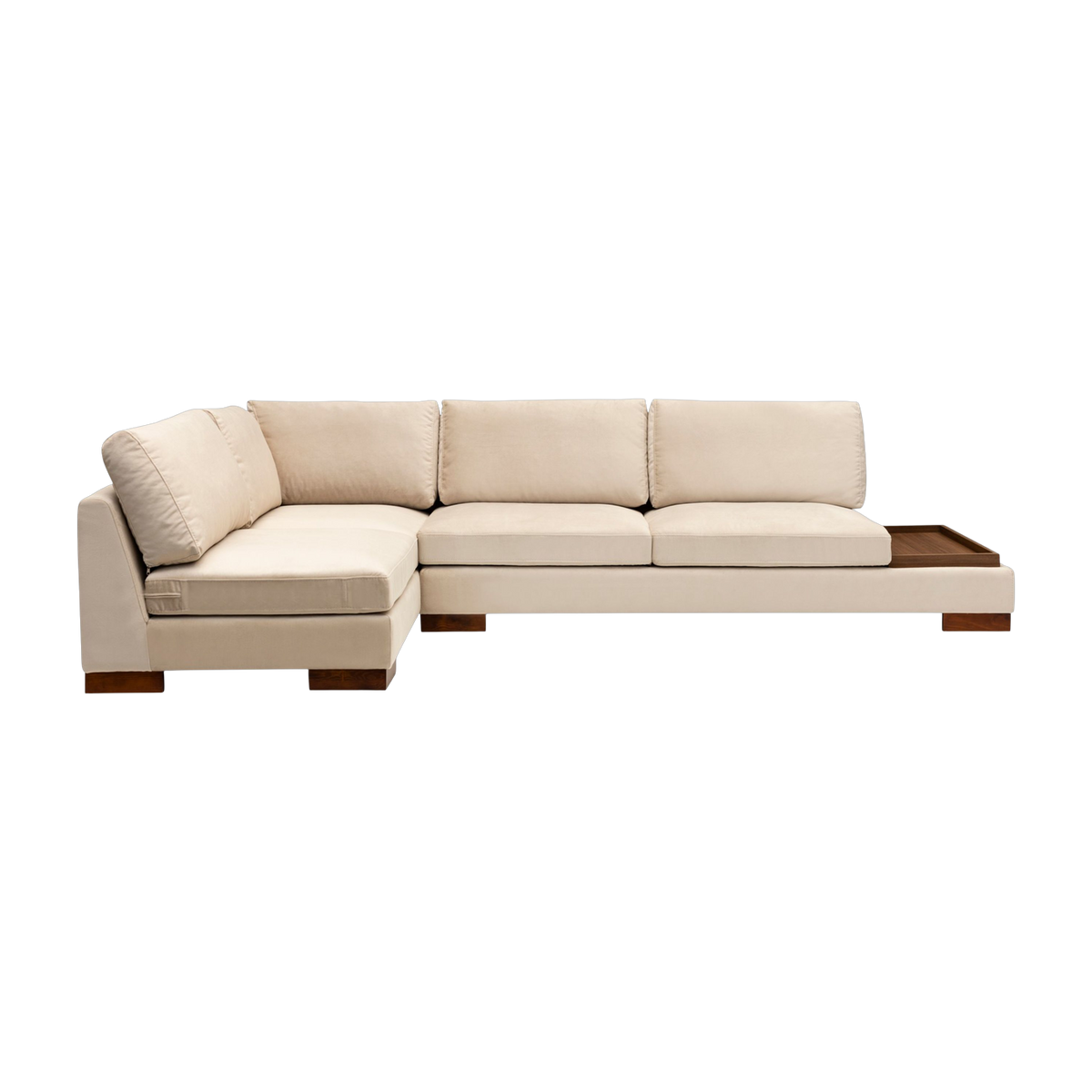 angle es Sofa links aus beigem Stoff mit Hocker 193 x 313 x 97 cm Tulip Corner – Home Design