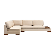 Left-hand angle sofa in beige fabric with ottoman 193x313x97cm Tulip corner - Home Design