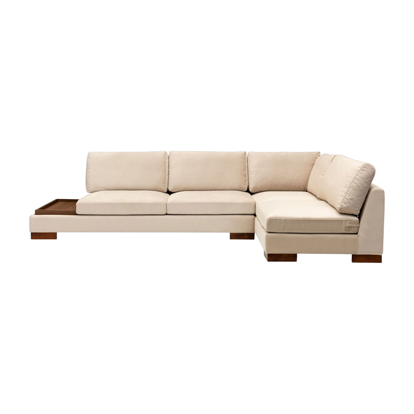 Gerades Sofa von angle aus beigem Stoff mit Hocker 193 x 313 x 97 cm Tulip Corner – Home Design