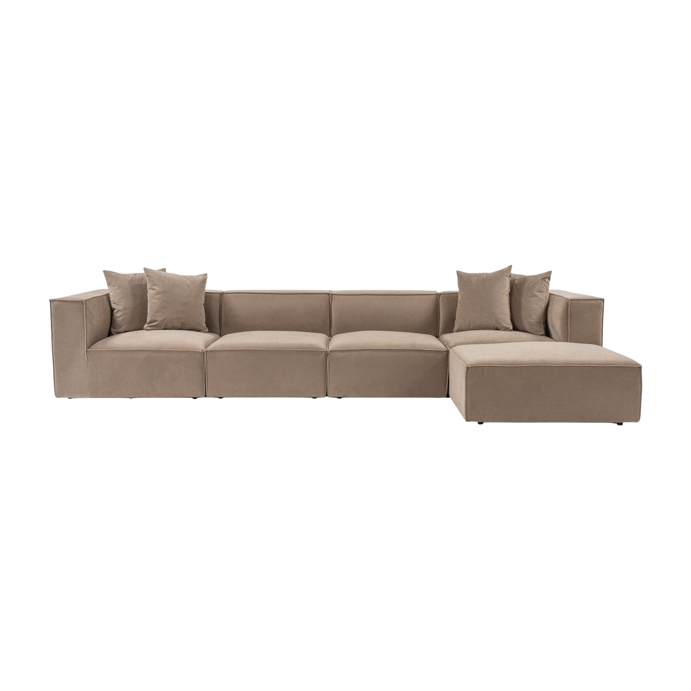 angle -Sofa aus Stoff in Cappuccino 350 x 190 x 65 cm Sora – home Design
