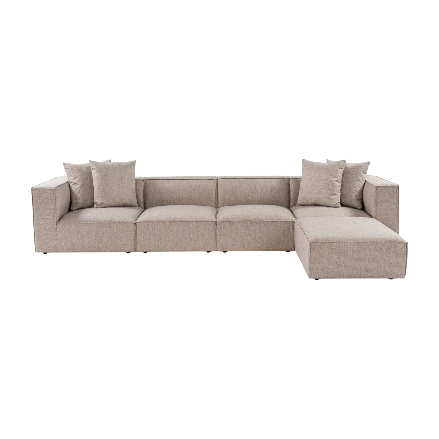 angle -Sofa aus beigem Stoff 350 x 190 x 65 cm Sora – home Design