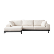 Left-hand angle t sofa in white fabric 280x98x78cm Eti - Home Design