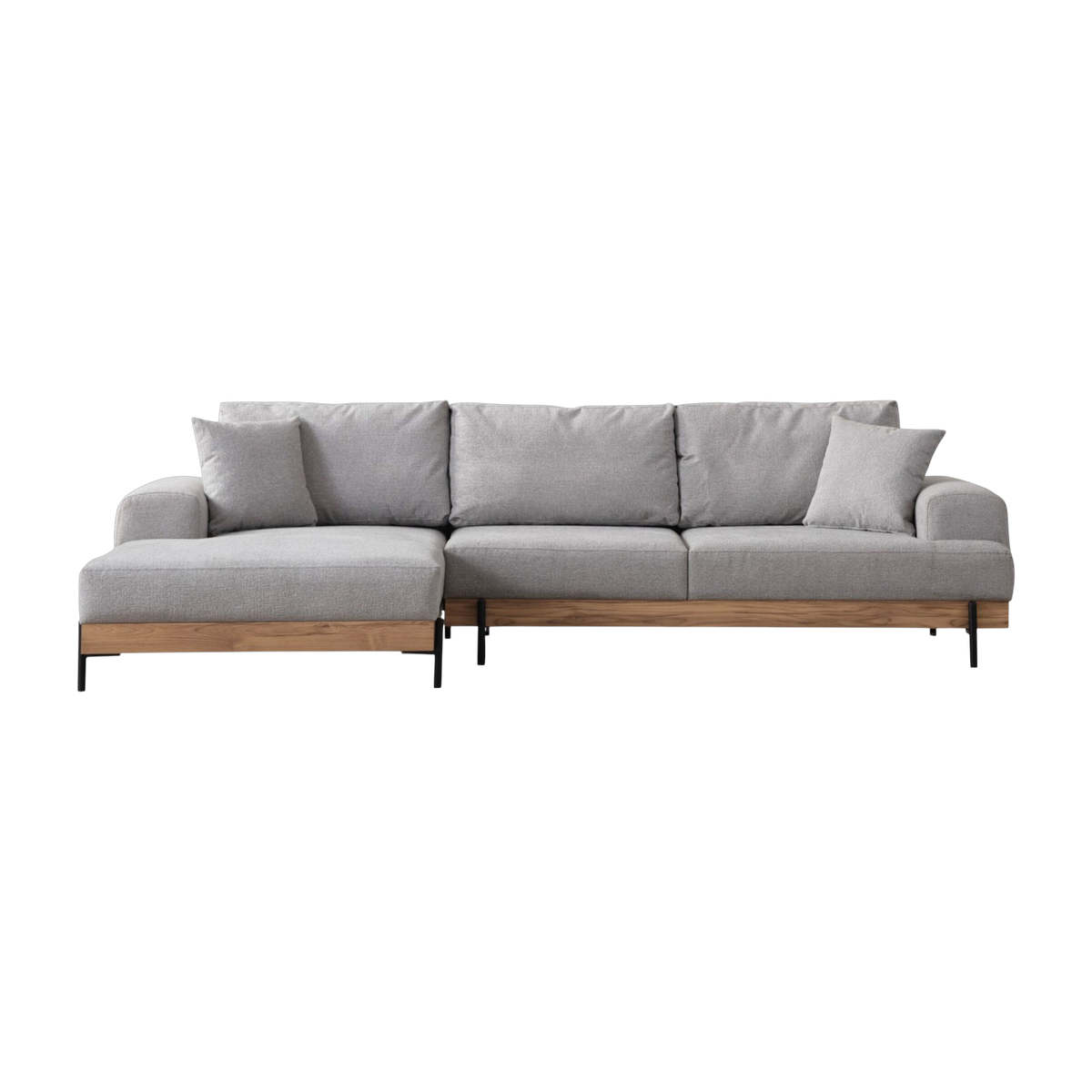 angle es Sofa links aus grauem Stoff und Holz 280 x 98 x 78 cm Eti – Home Design