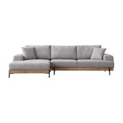 Canapé d'angle gauche en tissu gris et bois 280x98x78cm Eti - Home Design