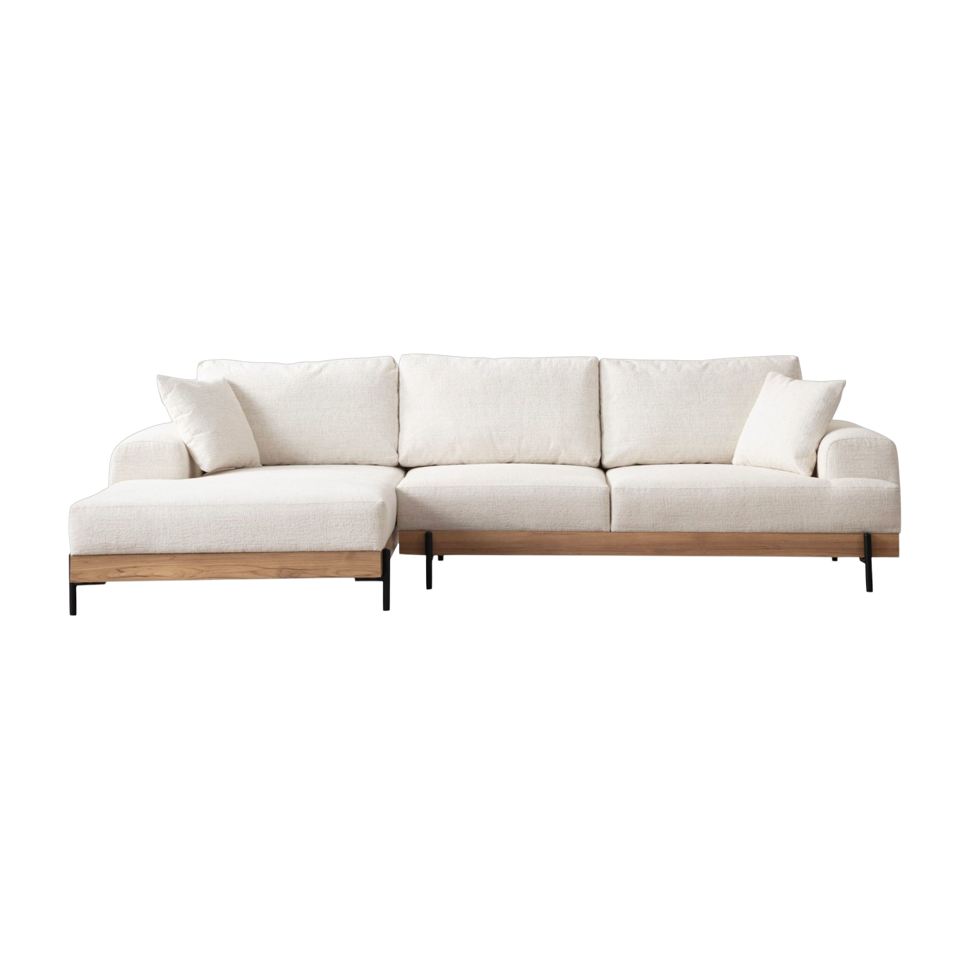 Sofa von angle, links, aus weißem Stoff und Holz, 280 x 98 x 78 cm Eti – Home Design