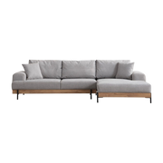 Divano angle o dritto in tessuto grigio e legno 280x98x78cm Eti - Home Design
