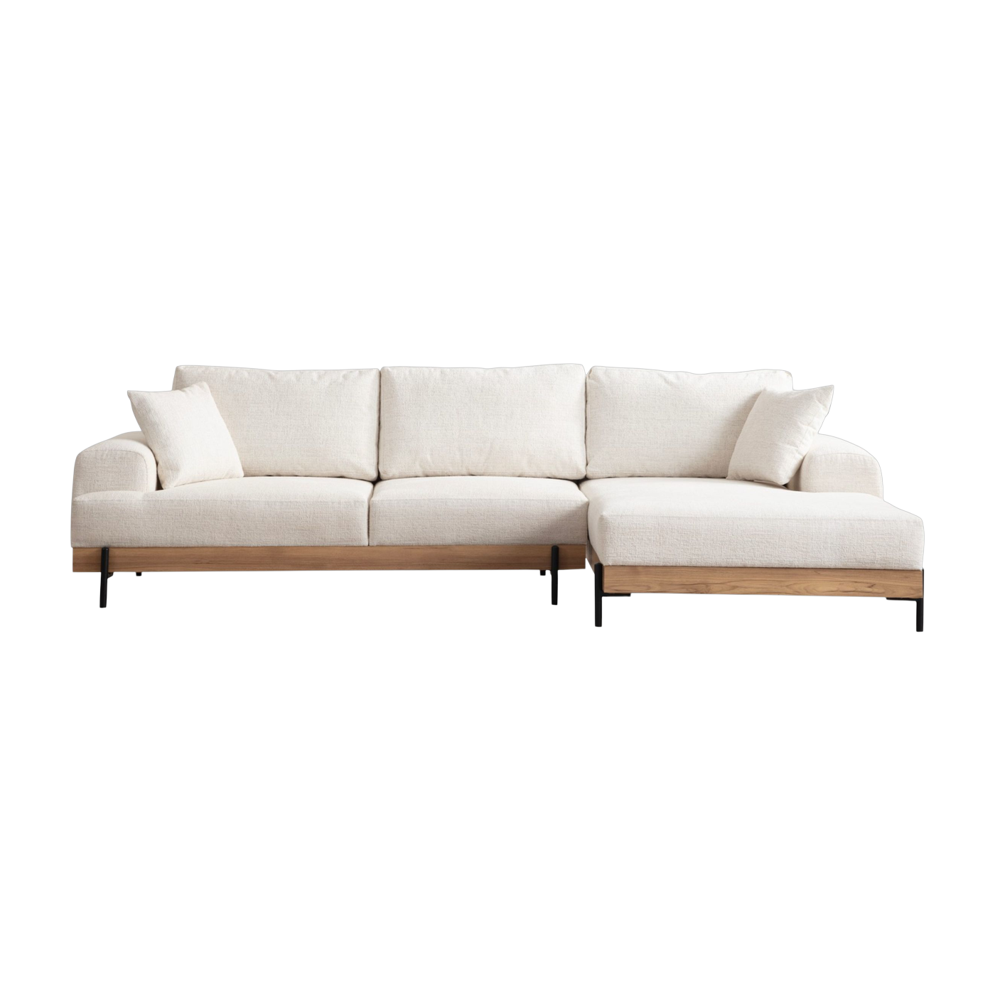 Gerades angle -Sofa aus weißem Stoff und Holz 280 x 98 x 78 cm Eti - Home Design