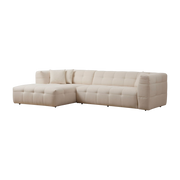 Left-hand 3-seater angle t sofa in white fabric 100x300x72cm Cady - Home Design