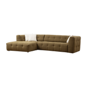Left-hand 3-seater angle sofa in khaki fabric 100x300x72cm Cady - Home Design