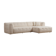 Sofá de angle, recto, 3 plazas, tejido blanco, 100 x 300 x 72 cm Cady - Home Design