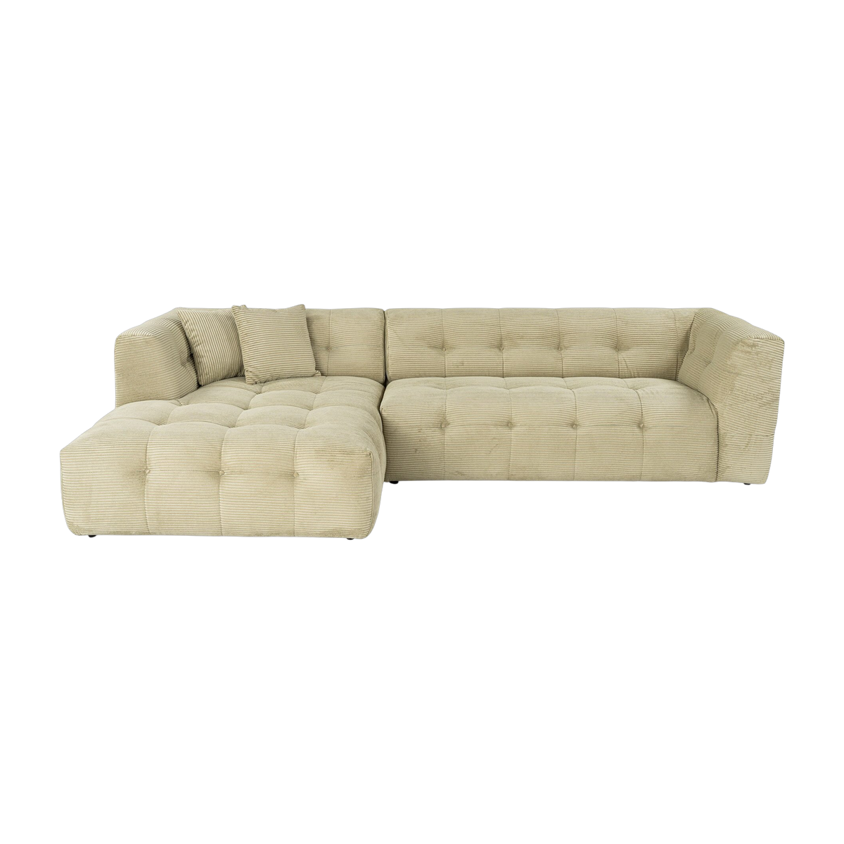 Sofa von angle, links, aus grünem Stoff, 100 x 300 x 72 cm Cady – Home Design