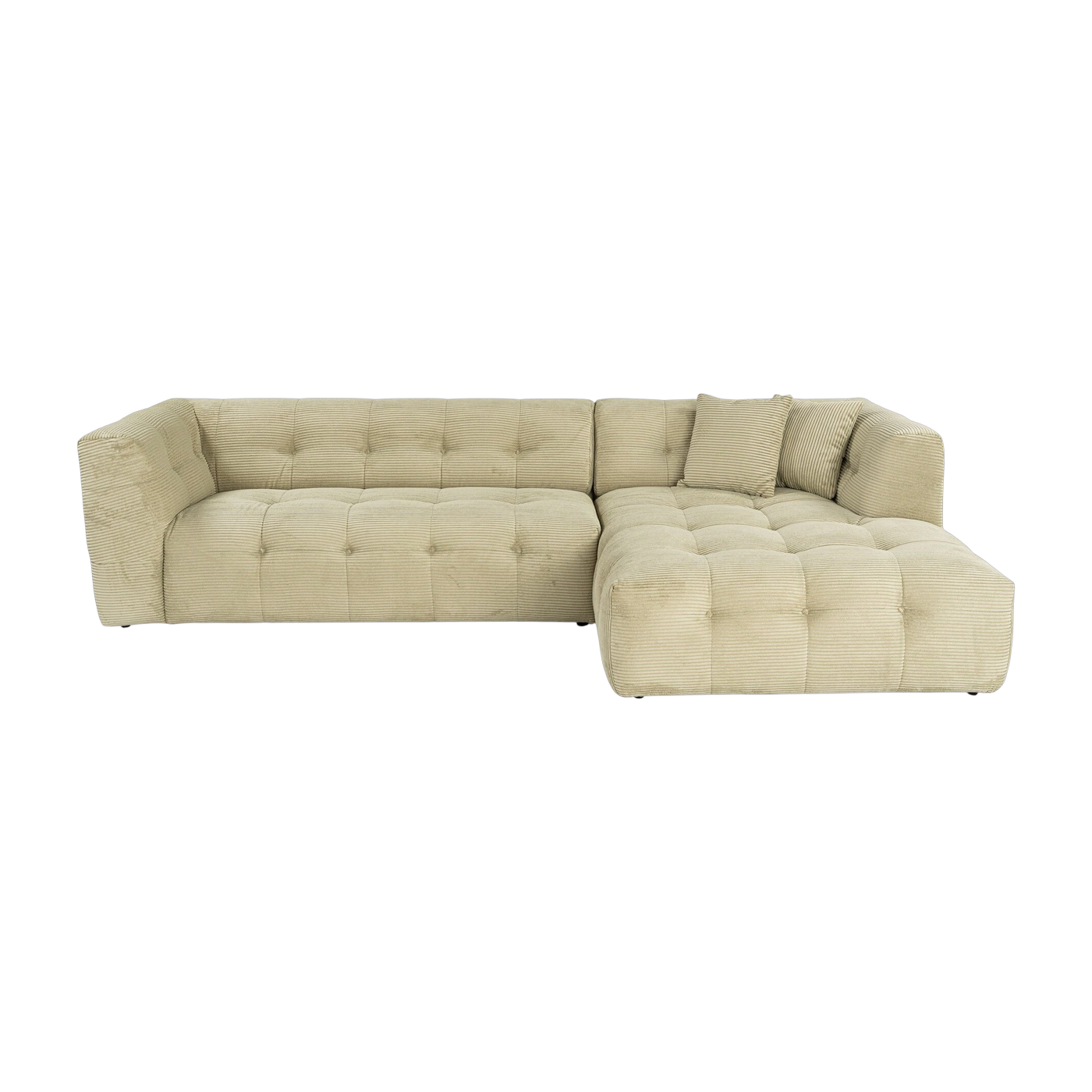 Gerades Sofa von angle, grünes Stoffbezug, 100 x 300 x 72 cm Cady – Home Design
