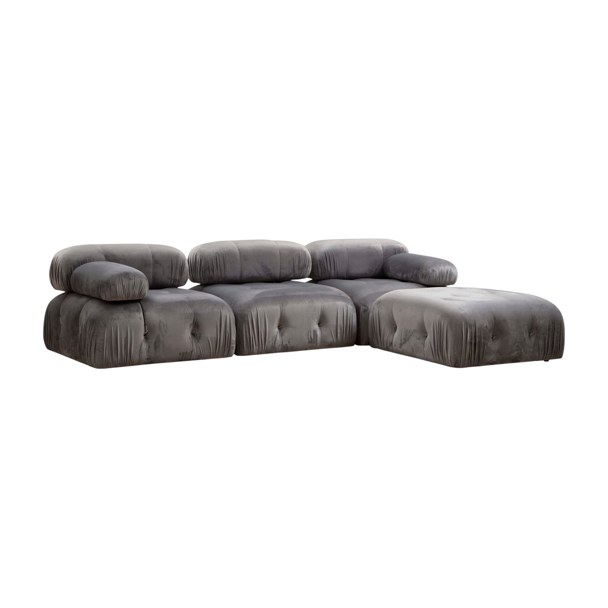 Gerades Sofa von angle, aus grauem Samtstoff, 95 x 288 x 75 cm Bubble - Home Design