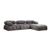 Straight angle t sofa in gray velvet fabric 95x288x75cm Bubble - Home Design