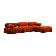 Straight angle sofa in brick red fabric 95x288x75cm Bubble - Home Design