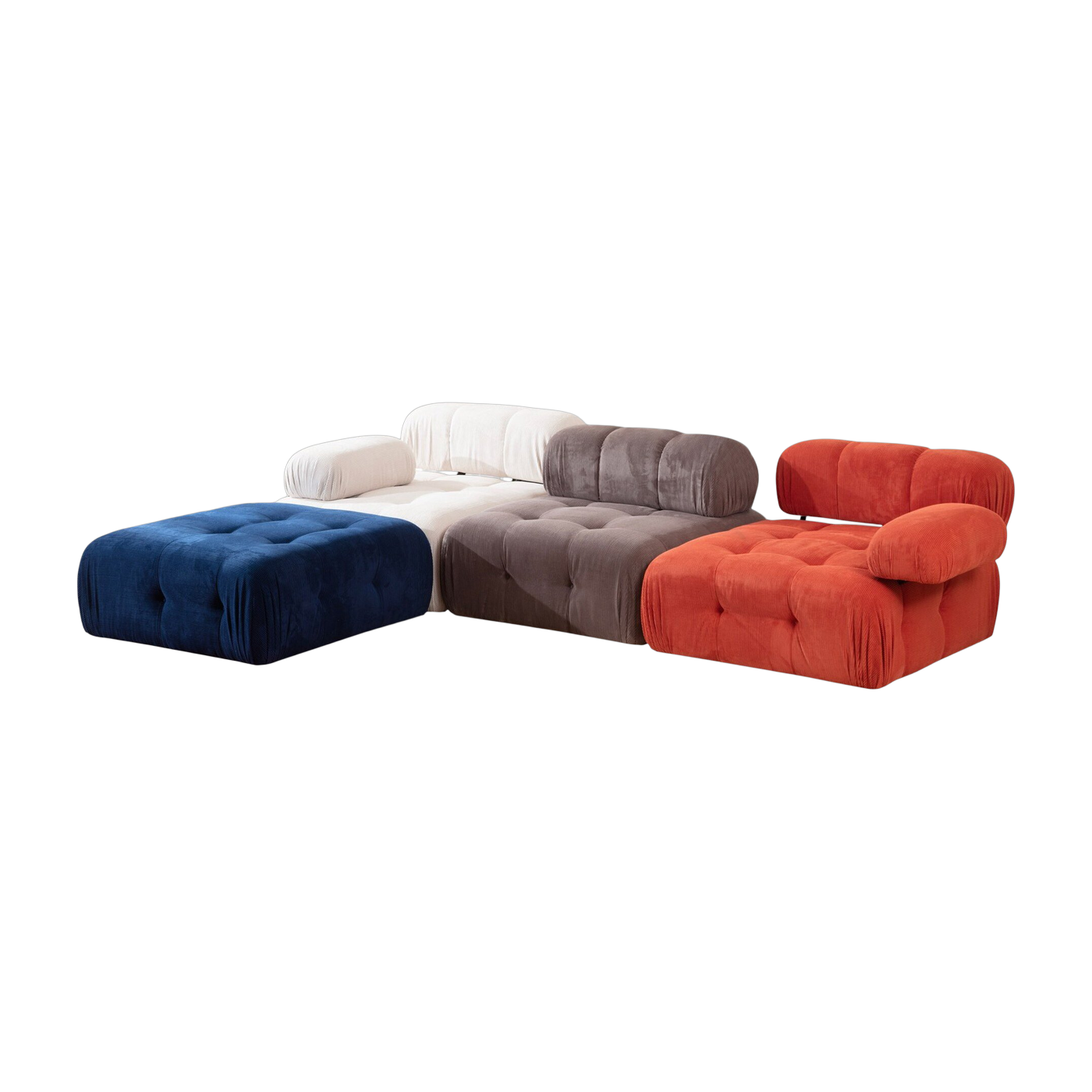 Gerades Sofa von angle mit einem bunten Stoffhocker 95 x 288 x 75 cm Bubble - Home Design