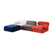 Straight angle sofa with multicolored fabric ottoman 95x288x75cm Bubble - Home Design