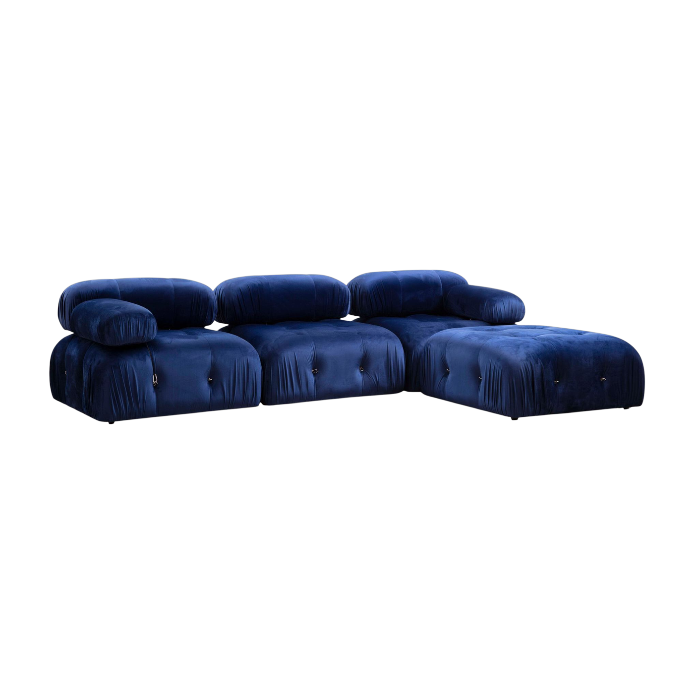 Gerades Sofa von angle, aus blauem Samtstoff, 95 x 288 x 75 cm Bubble - Home Design