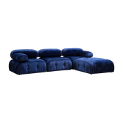 Divano angle o dritto in tessuto velluto blu 95x288x75cm Bubble - Home Design