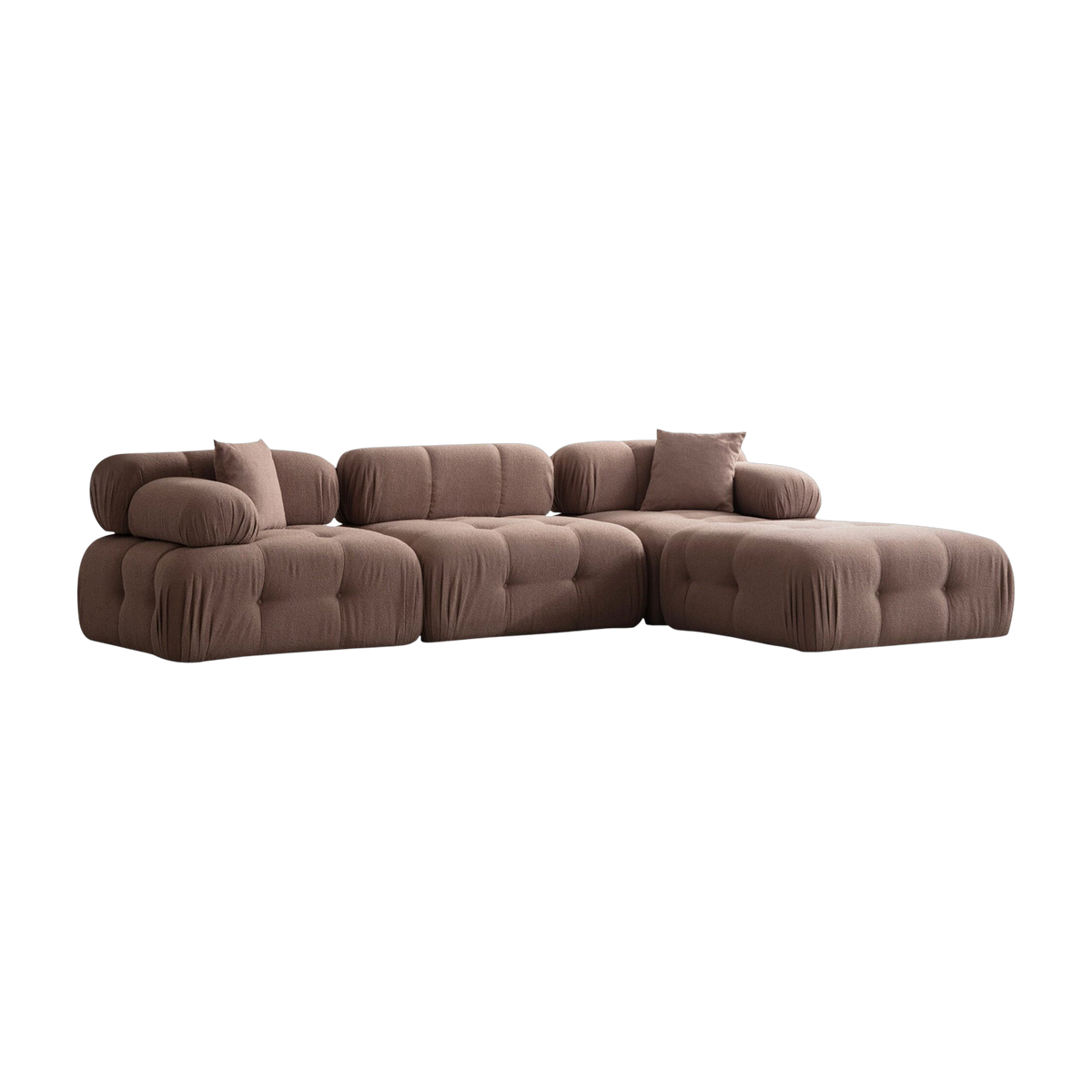 Gerades Sofa von angle mit einem Pouf aus cappuccinofarbenem Stoff, 95 x 288 x 75 cm Bubble - Home Design