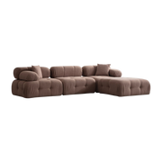 Canapé d'angle droit avec un pouf en tissu cappuccino 95x288x75cm Bubble - Home Design