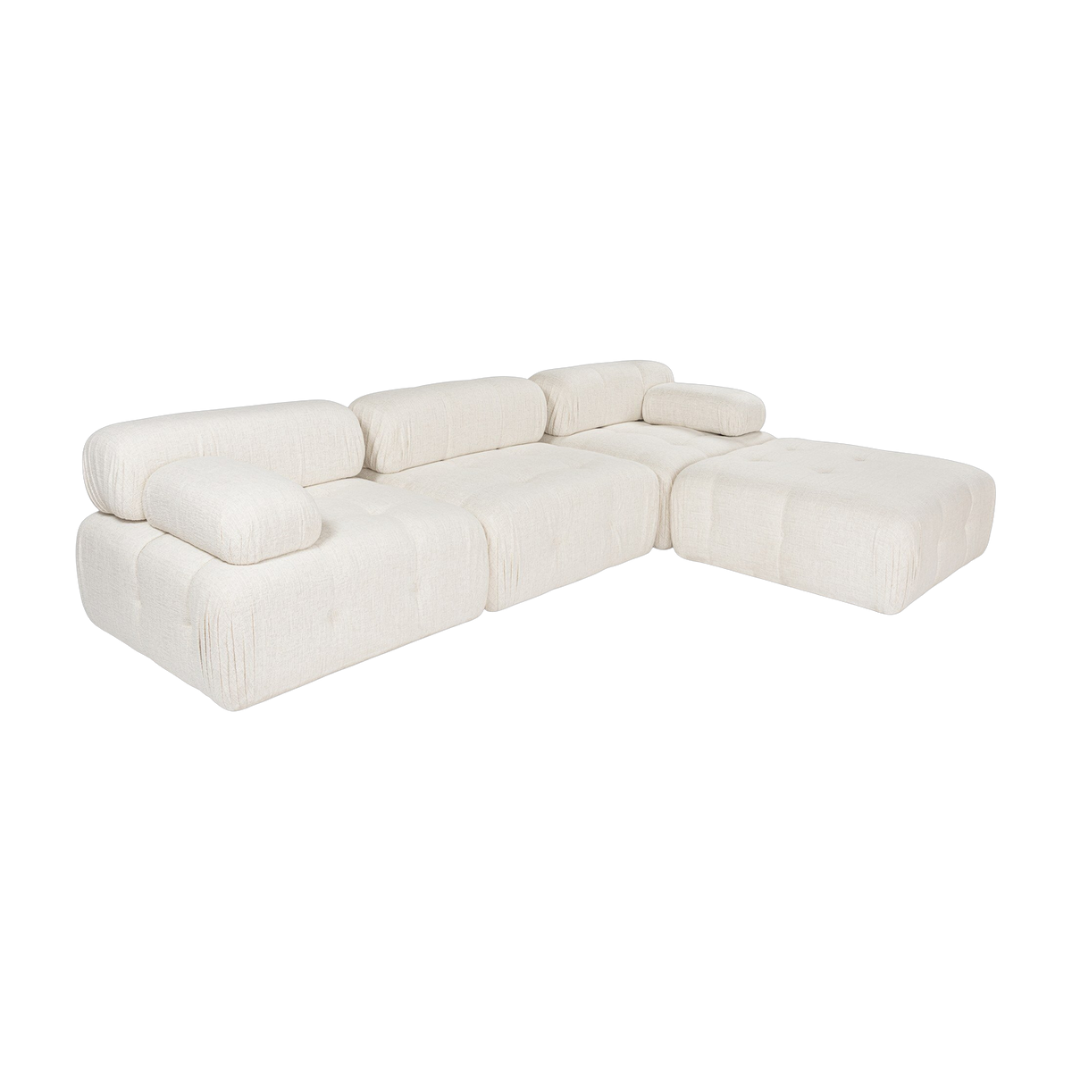Gerades Sofa von angle mit cremefarbenem Pouf 95 x 288 x 75 cm Bubble - Home Design