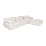 Straight angle sofa with cream fabric ottoman 95x288x75cm Bubble - Home Design