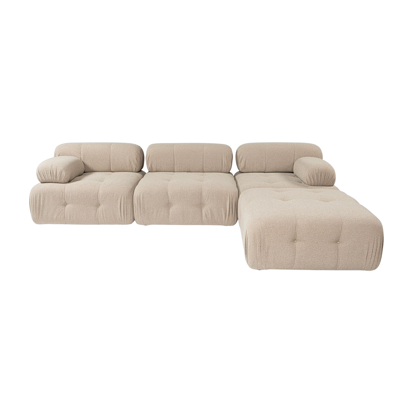Gerades Sofa von angle mit einem Pouf aus Pfirsichfarbenem Stoff 95 x 288 x 75 cm Bubble - Home Design