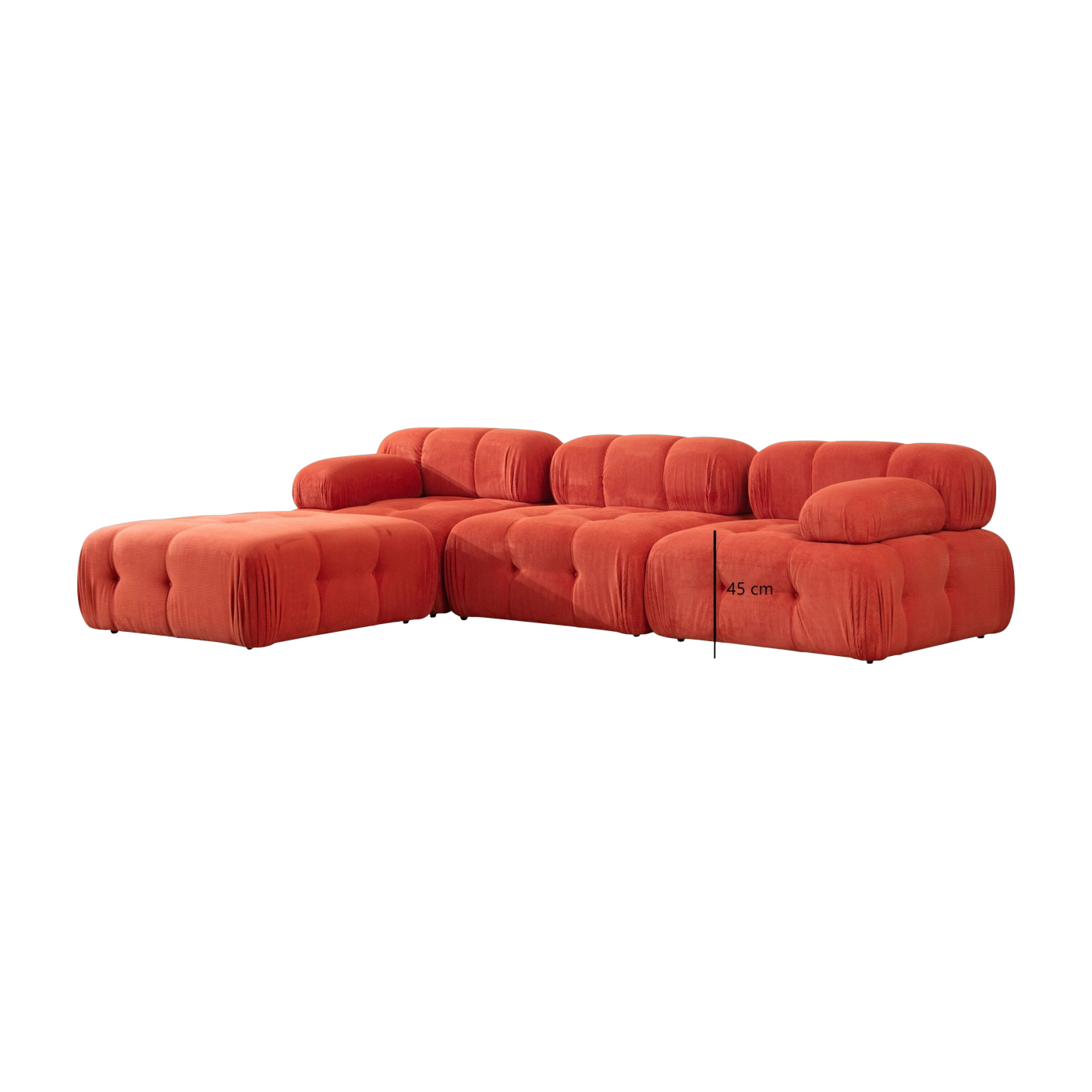 Gerades angle -Sofa mit rotem Stoffhocker 95 x 288 x 75 cm Bubble - Home Design