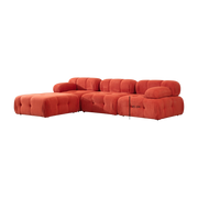 Divano angle o dritto con pouf in tessuto rosso 95x288x75cm Bubble - Home Design