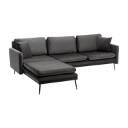 Divano angle o dritto in tessuto antracite e piedi neri 252x82x77cm Side - Home Design