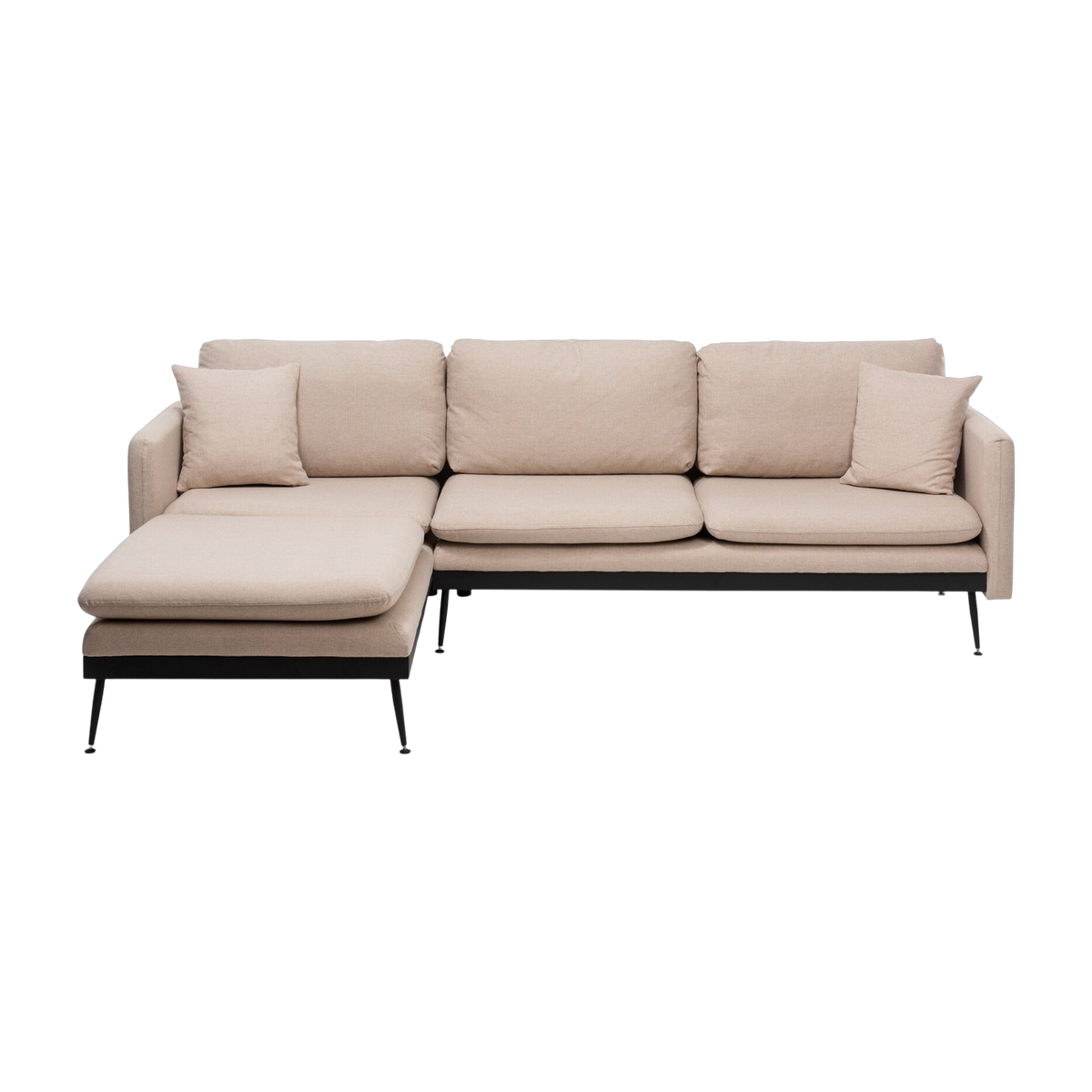 angle es Sofa links aus beigem Stoff 245 x 180 x 43 cm Reya – Home Design