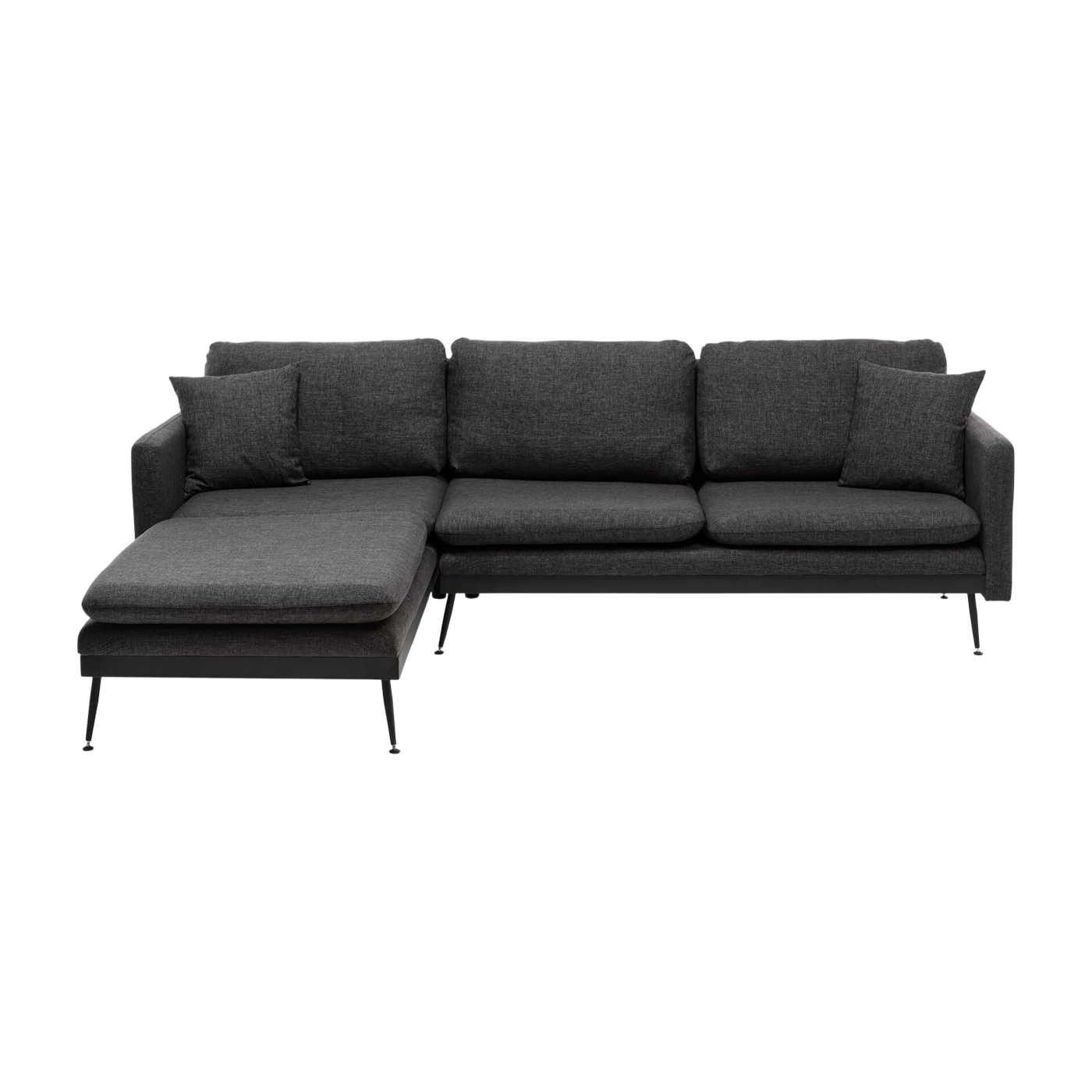 Sofa mit angle, links, aus grauem Stoff, 245 x 180 x 43 cm Reya – Home Design