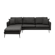 Sofá de angle o izquierdo en tela gris 245x180x43cm Reya - Home Design