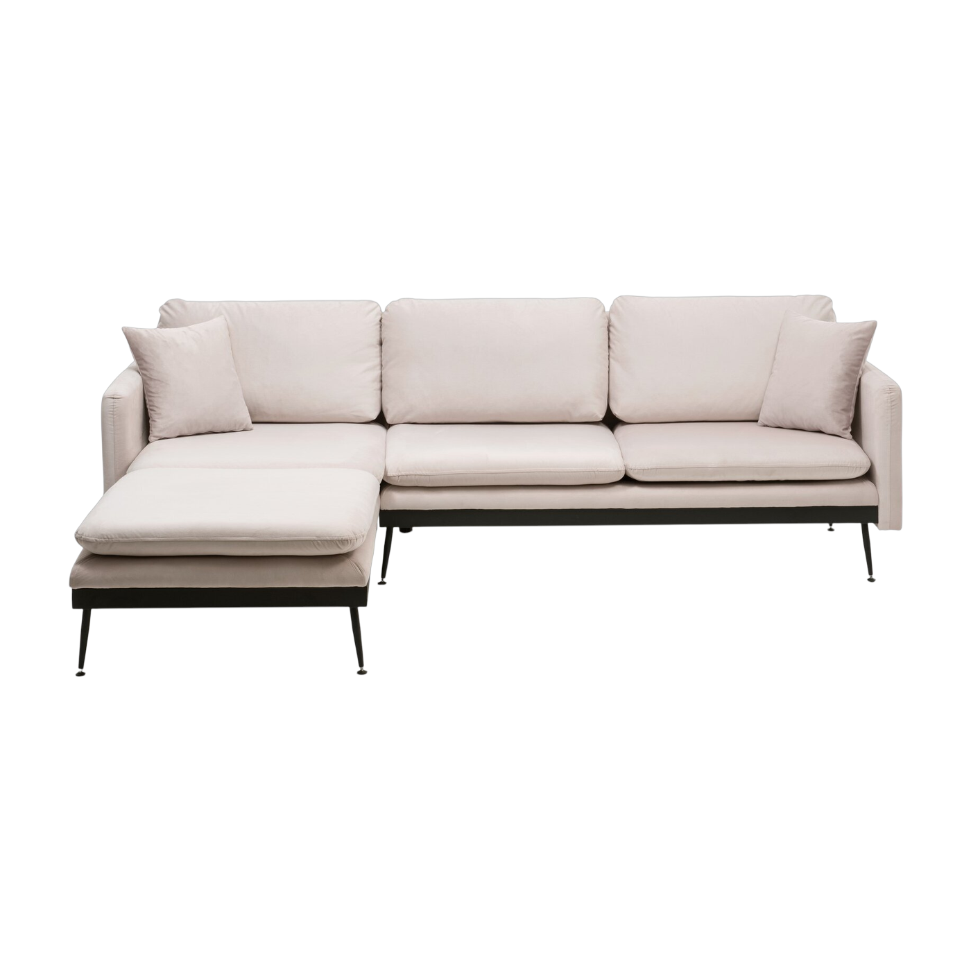 angle es Sofa links aus ecrufarbenem Stoff 245 x 180 x 43 cm Reya – Home Design